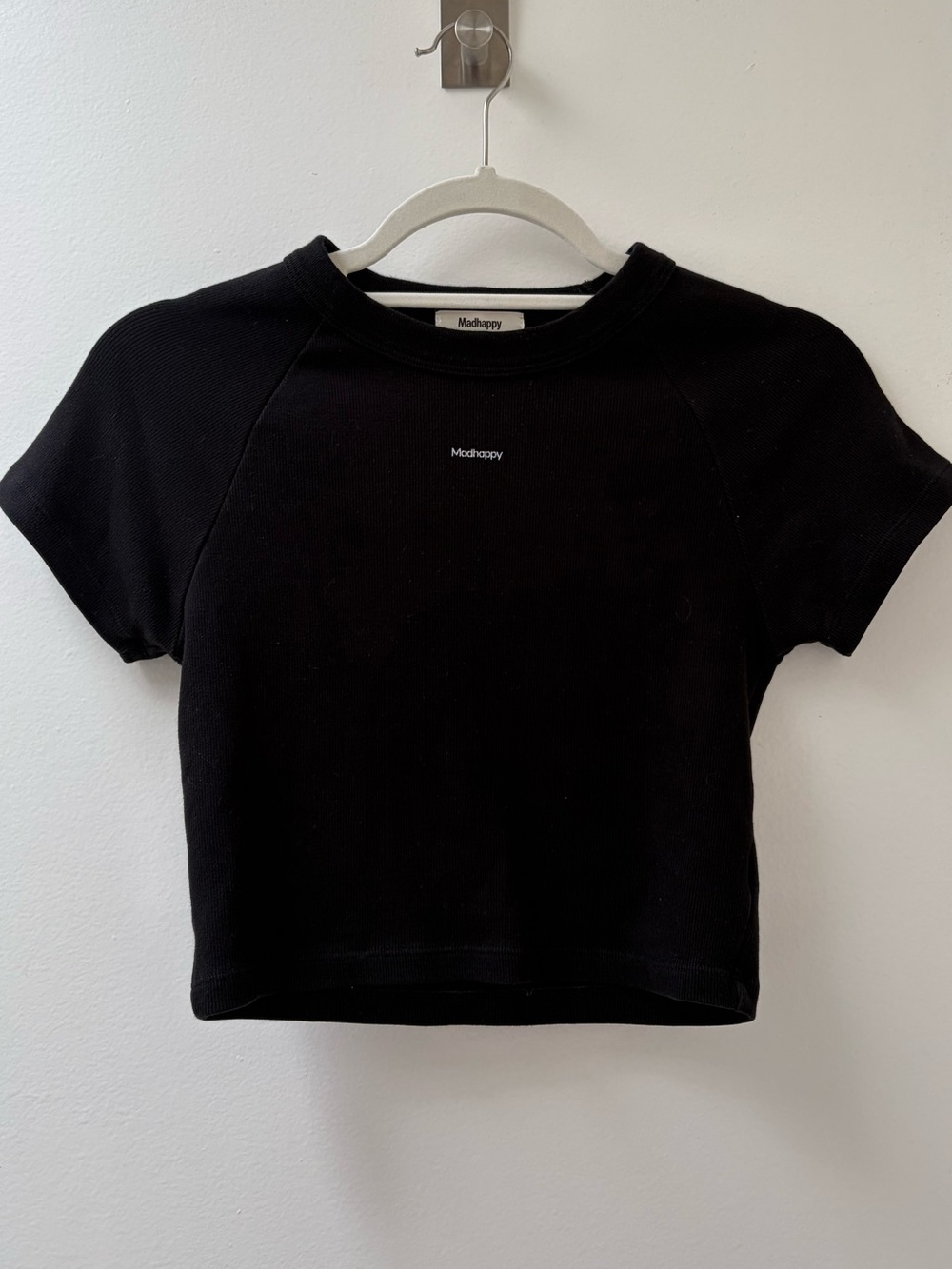 Madewell Black Short Sleeve Cropped Baby Tee